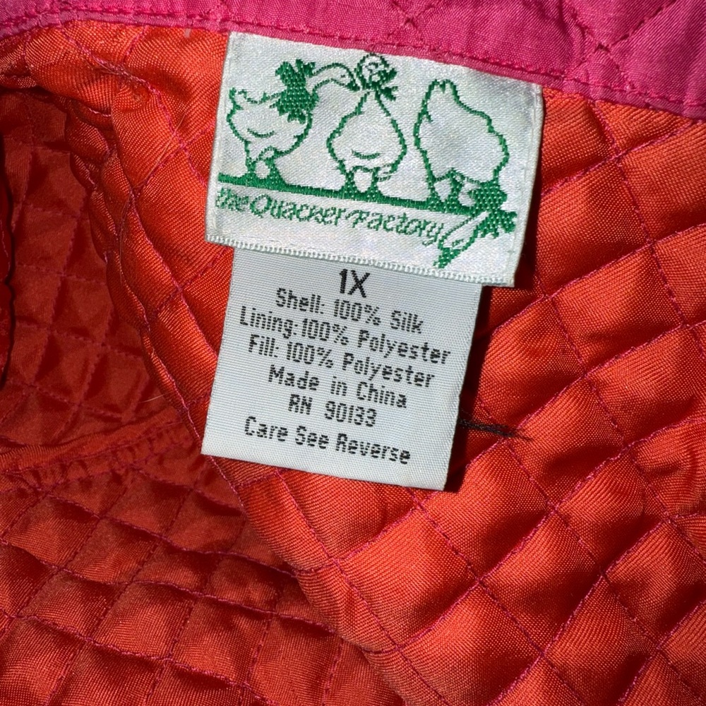 Quacker Factory Pink and Orange Quilted Puffer Jacket - Picture 3 of 3